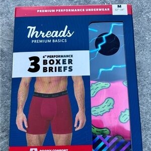 Threads Mens Performance Boxer Briefs 3-Pack 6”Medium Pickles Gag Gift Underwear